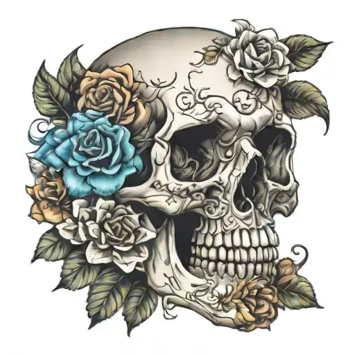 Skull With Flowers