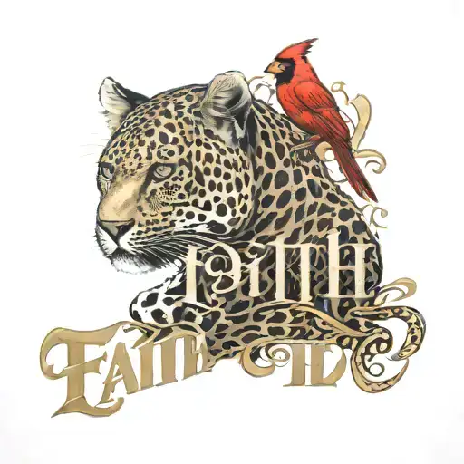 Faith Word With A Leopard Print Cardinal