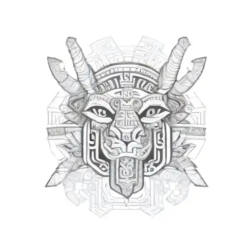 Aztec Geometric Capricorn Head