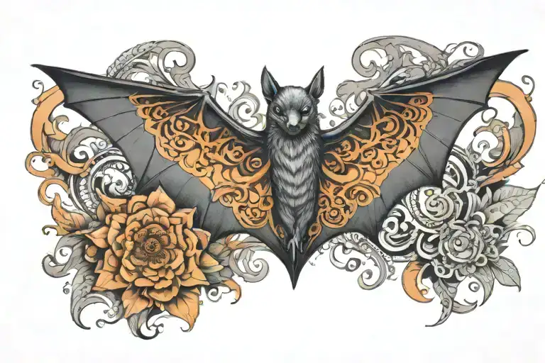Bat Wings With Mandala Along