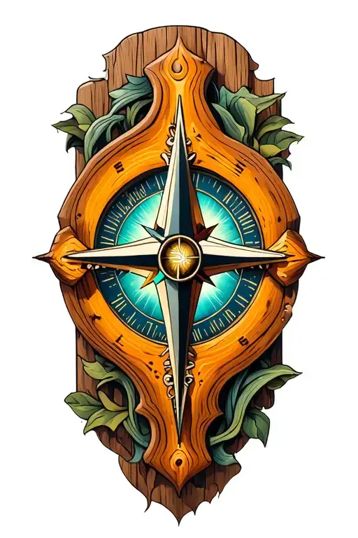 Cross With Compass In The Center Of It In Made With Wood