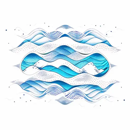 Linear Panoramic Blue Ocean Wave