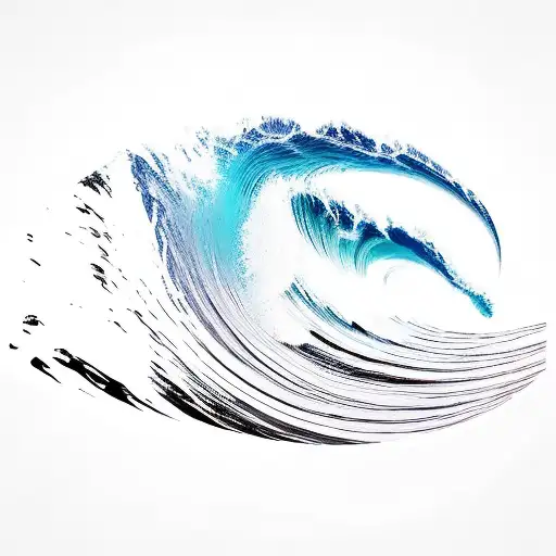 Linear Panoramic Blue Ocean Wave