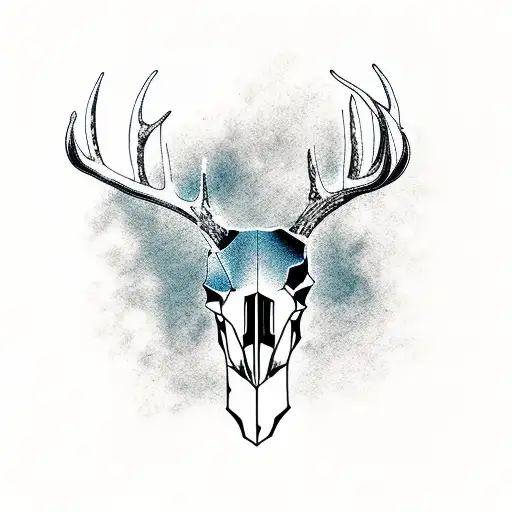 Deer Skull With Pine Tree