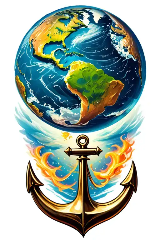 Earth Globe With Anchor Through It