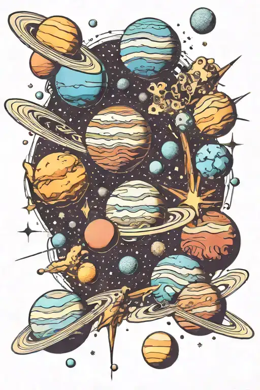 Planets Galaxy Space Stars Meteors