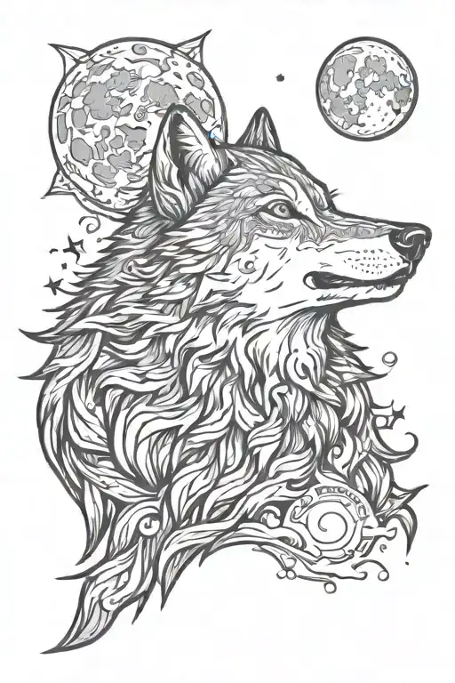 Wolf With Howling The Moon