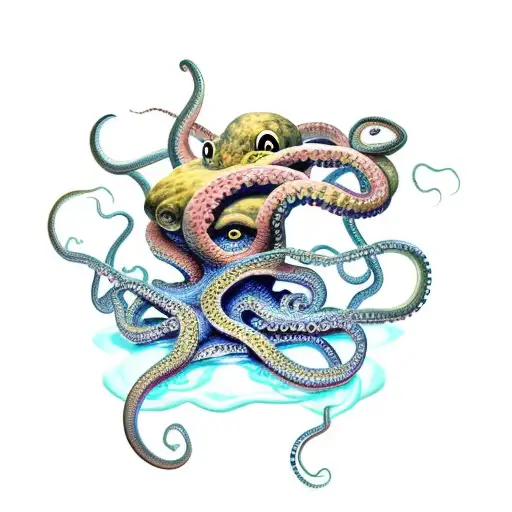 Snake Fighting An Octopus In Space