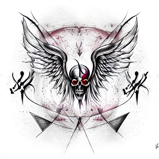 Lucifer Wings With Deathly Hallow Symbol