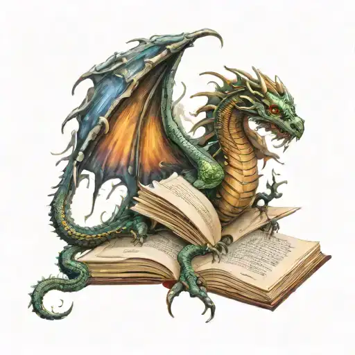 Book With Dragon Emerging