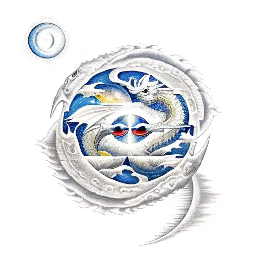 Dragon With The Sun And Moon