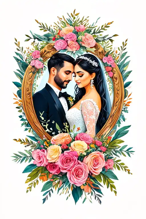 Line Art Celebrating Wedding