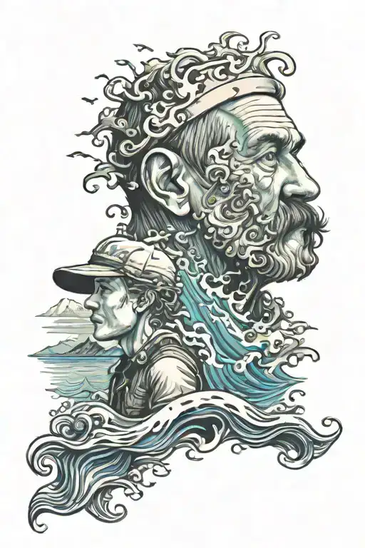 Father And Son And The Sea