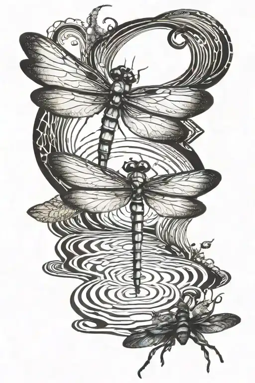 Dragonfly Butterfly Pond Ripples