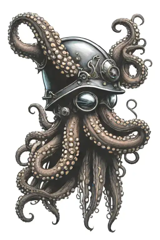 Long Armed Octopus Wearing Centurion Helmet