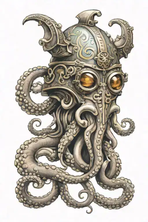 Octopus Warrior Wearing Roman Helmet