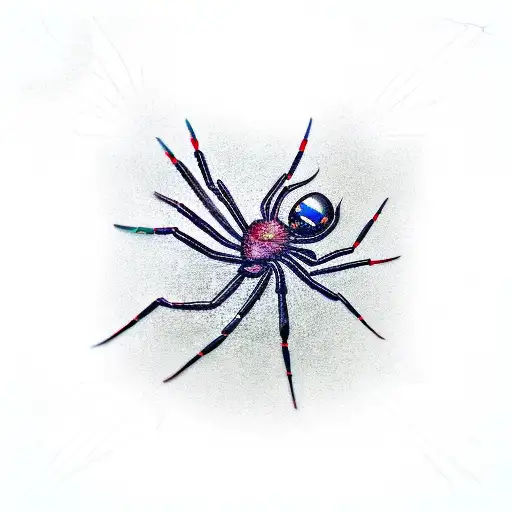 Spider Coming Down On Web