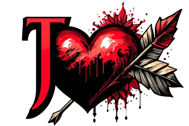 Arrow And Heart Eith T Initial J Somewhere