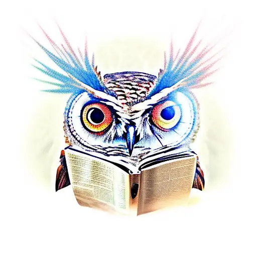 Owl Reading With Book Thoughts