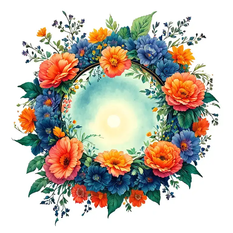 Floral Circle Tattoo Design