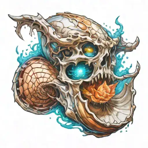 Horned Ghost Coming Out Of Sea Shell Cyberpunk