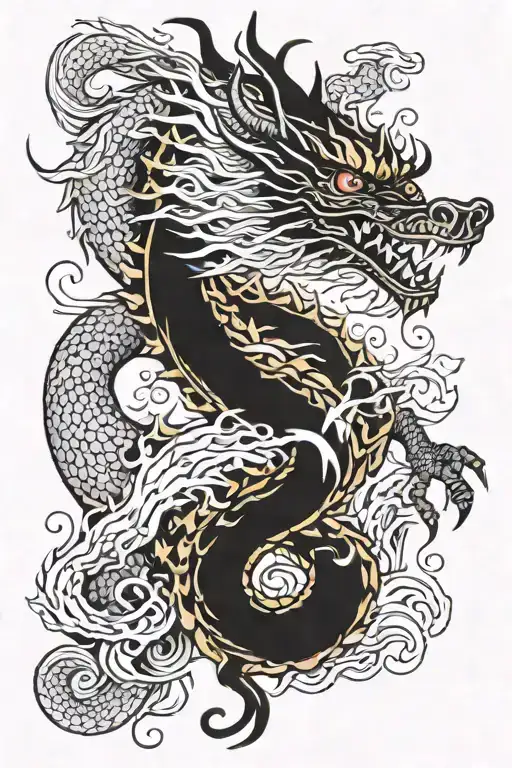 Chinese Dragon Tattoo Design Combining