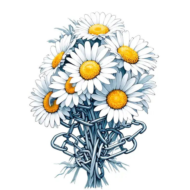 Daisies Intertwined With Chain Links