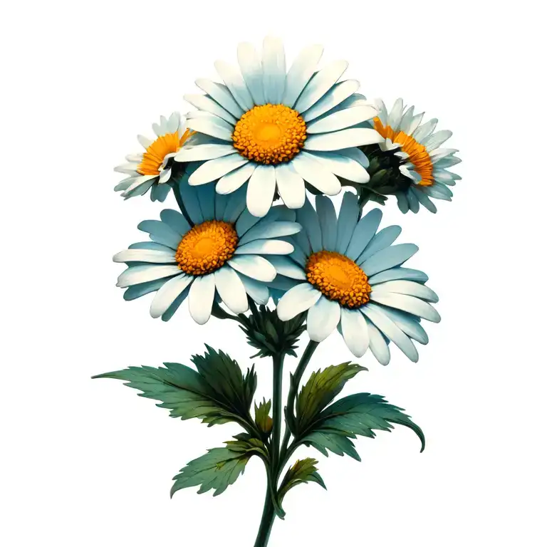 Three Daisies With Stems Tied Together