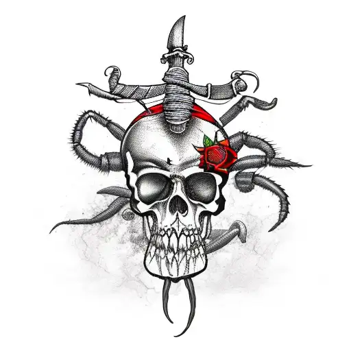 Blackbeard Pirate And Roses Sword Scorpion