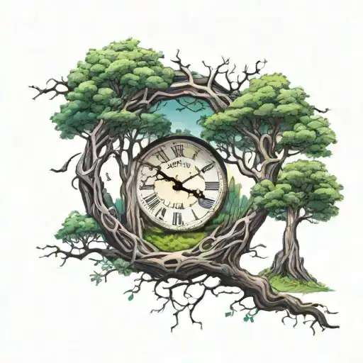 Clock And Trees Growing