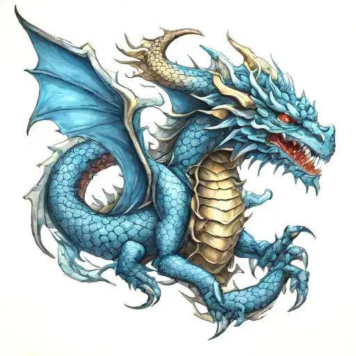 Blue Dragon With Armor