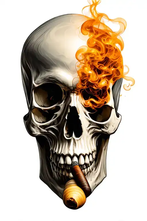 Skull With Cigar Smoke Forming The Shape