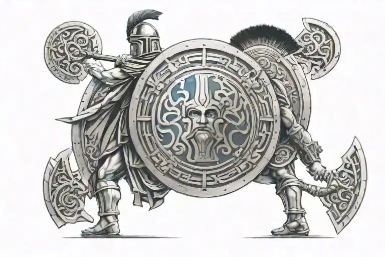 A Greek Spartan With A Spear And A Shield Staring Into The Distance Thoughtfully