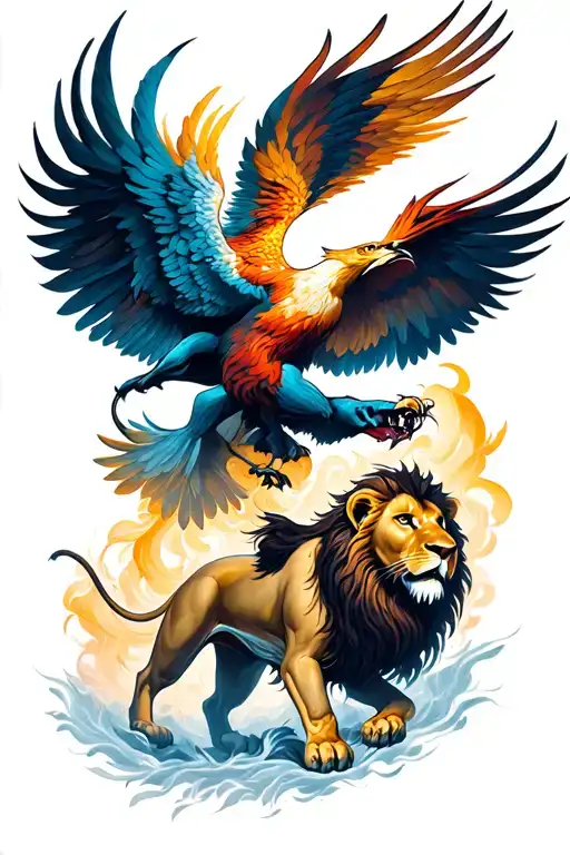 Lion Attacking Phoenix During Ash Transformation