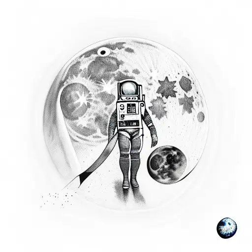 The Full Moon With An Astronaut And A Martian With A Beer In His Hand