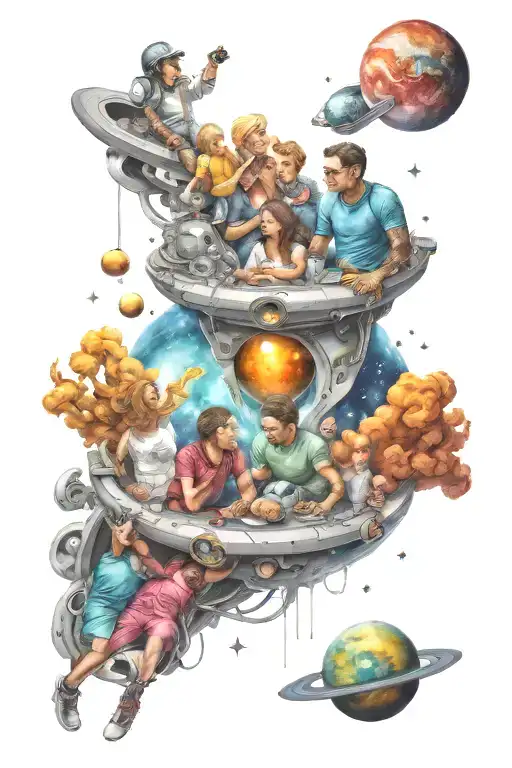 Family In Space Surrounded