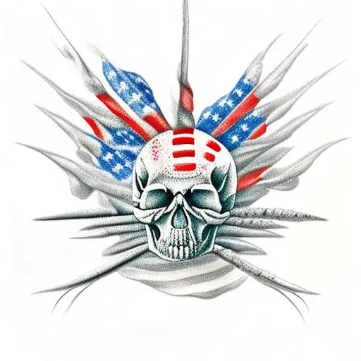 Apache Helicopter American Flag And Skull