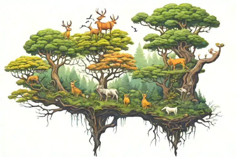 Thick Forest With Animals