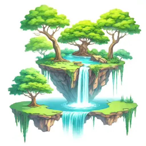 Tree Nature Waterfall Floating Island