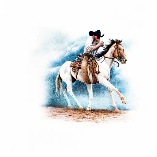 Cowboy Riding A Bronco