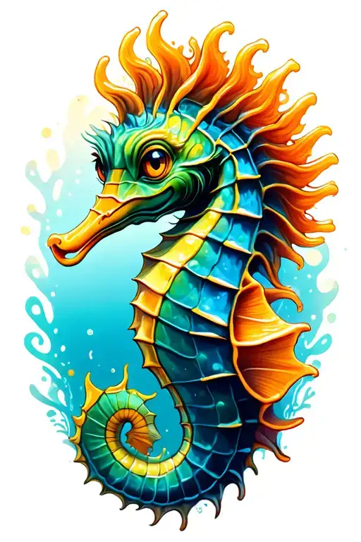 Seahorse Cartoon Character