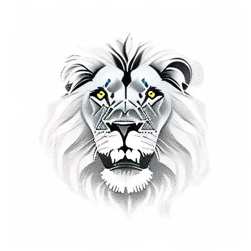 Small Lion Protected By Big Dog