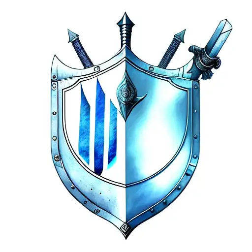 Longsword And Shield With Sword Behind It