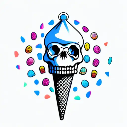 Ice Cream Cone With A Skull Instead Of Ice Cream