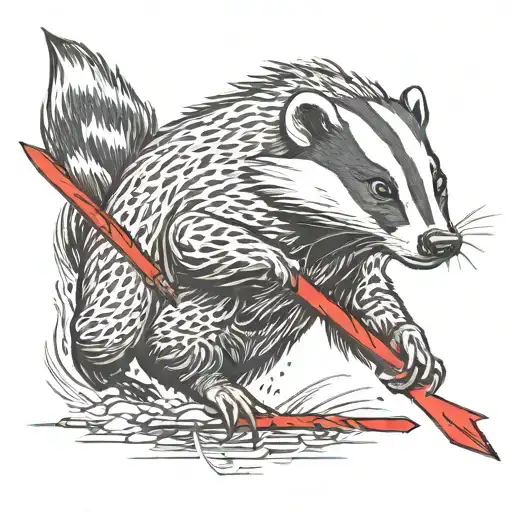 Angry Badger Wielding A Red Arrow