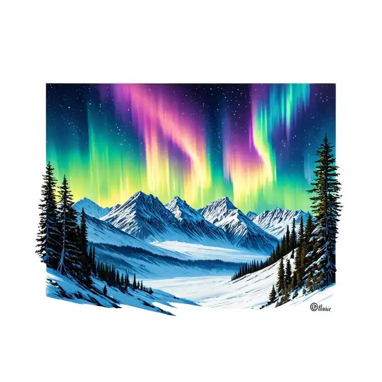 Mountains Inside Alaska Big Dipper Northern Lights