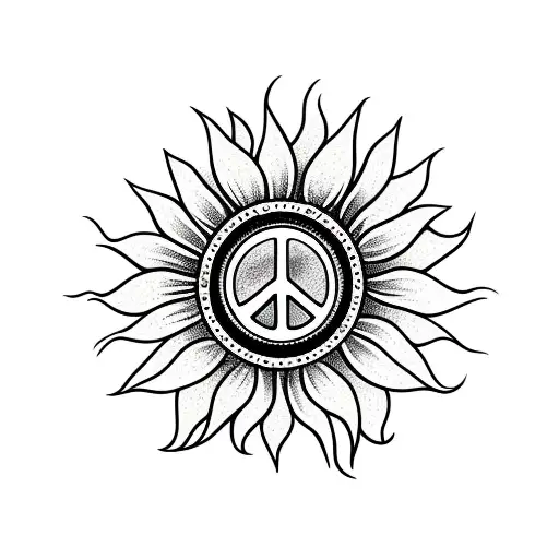 Sunflower With Peace Sign
