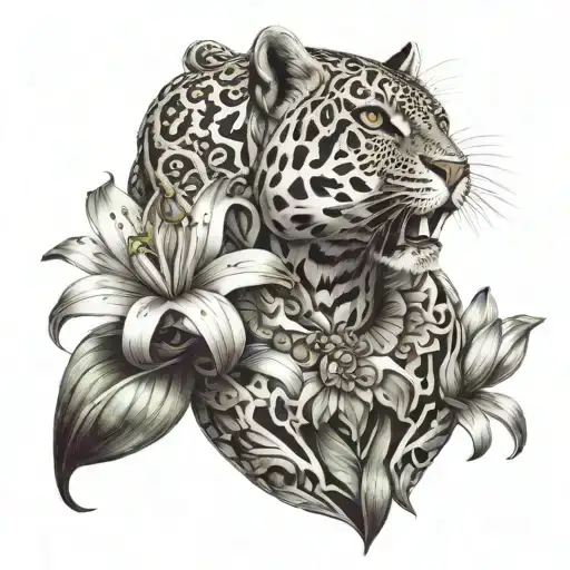 Jaguar Aztec Warrior In Love With A Human Lily Flower