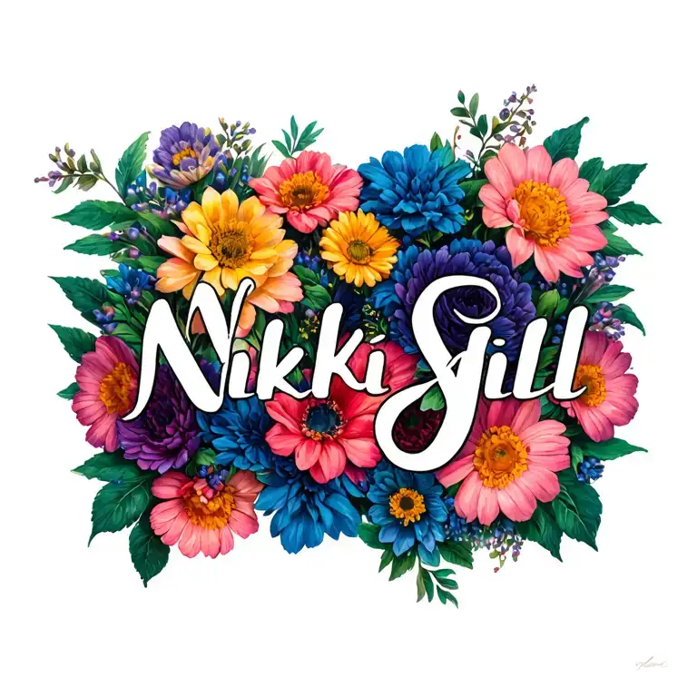 Nikki Jill Name In Bed Of Flowers