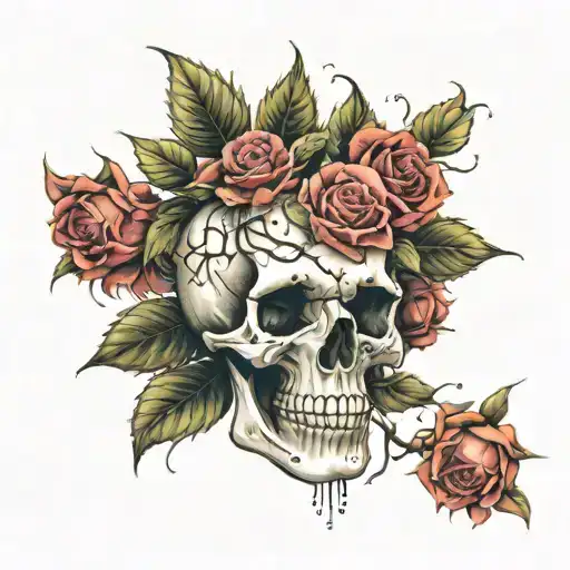 Skull And Roses With Thorns